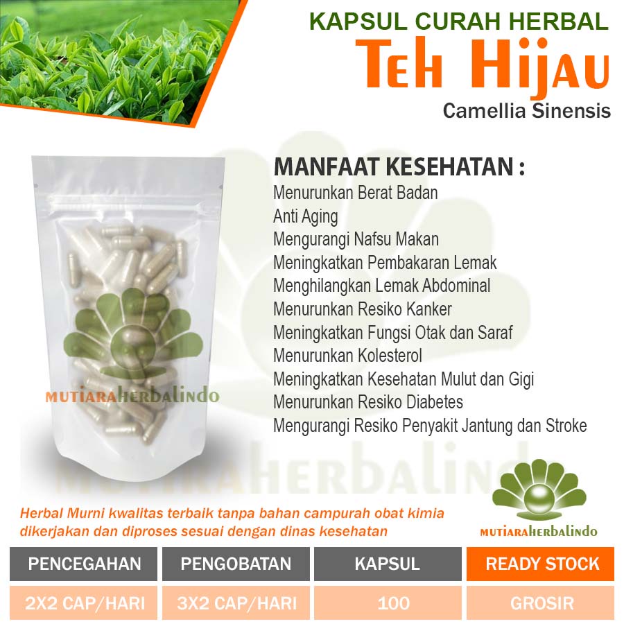 TEH HIJAU Kapsul Curah Herbal Pelangsing Jerawat Toner Kulit Diabetes