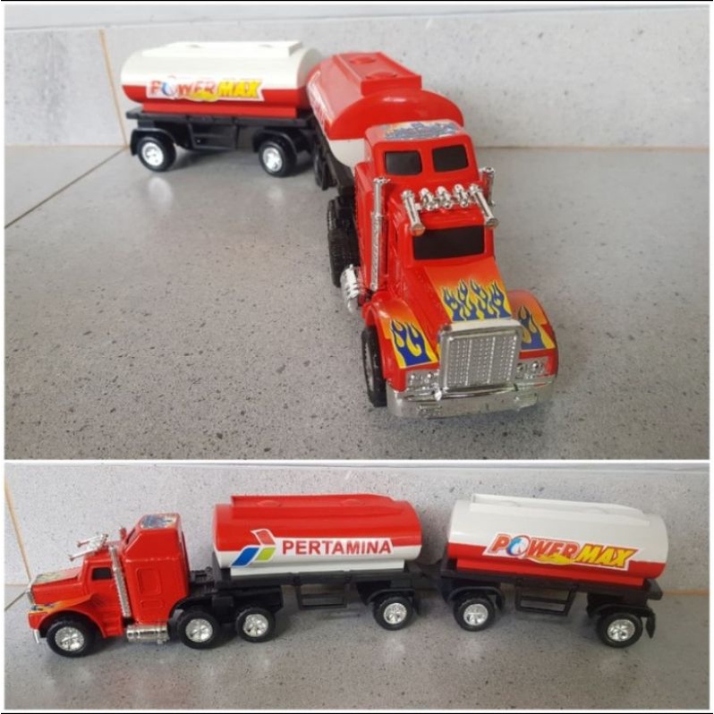 Mainan Diecast Truk Tanki Gandeng Pertamina - Mainan Truk Tangki BBM