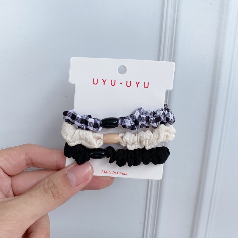 Ikat Rambut Simple / Paket Scrunchy Korea / Korean Scrunchies Set / Cepol Hijab-Black