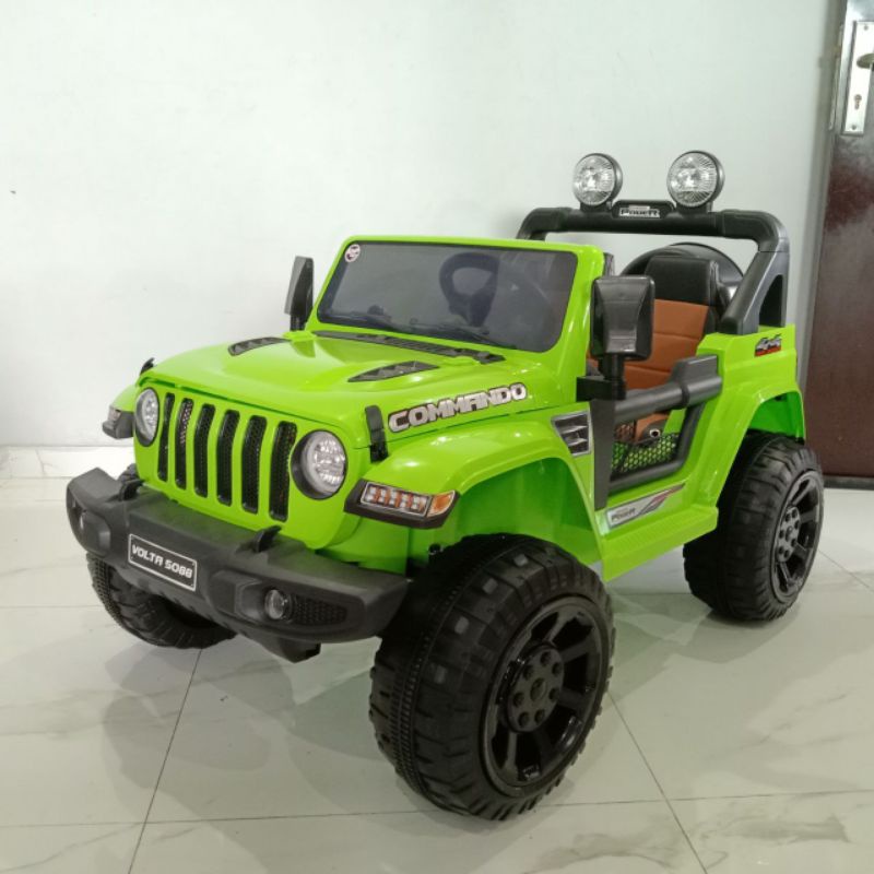 Mainan Anak Mobil Aki  Retome dan Manual Injak Commando Volta 12 volt jeep rubicon besar muat 2 anak beban 50 kg