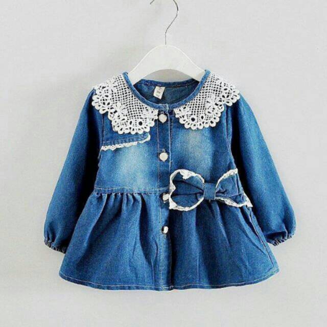Mini dress jeans ribbon