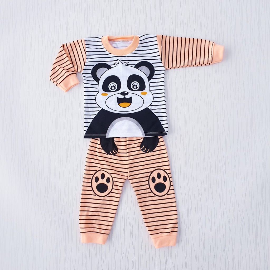 setelan piyama anak unisex cewe  cowo salur panda