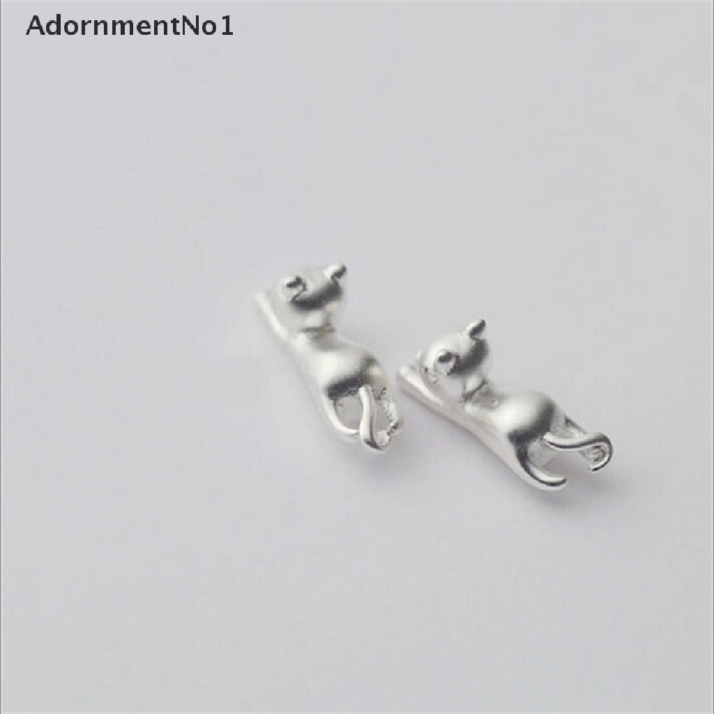 (AdornmentNo1) Anting Tusuk Lapis Silver Model Kucing Kecil Untuk Wanita