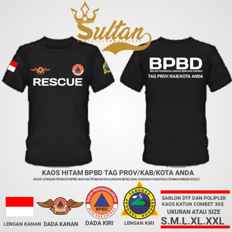 KAOS RESCUE BPBD//SERAGAM BPBD RESCUE