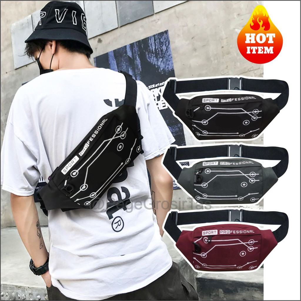 Tas Waistbag Tas Pinggang Distro Oval / Tas selempang Waisbag Pria Wanita Murah Keren - PG - 8845