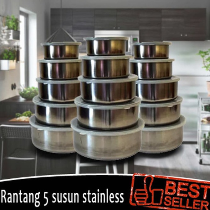 RANTANG STAINLESS STEEL ISI 5 MURAH MERIAH GOOD QUALITY / FRESH BOX