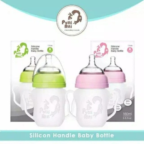 PUTTI ATTI SILICONE HANDLE BABY BOTTLE 260ML - PINK / BOTOL SUSU