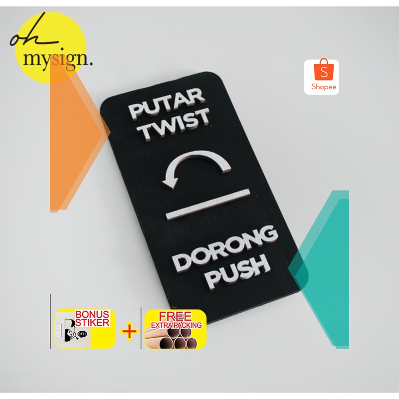 

Promo SIGN DORONG KAYU / SIGN PUTAR DORONG PINTU / SIGN TIMBUL KAYU Elegan