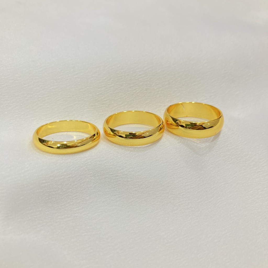 Cincin Polos Warna 24 Karat Lapis Emas Aksesoris Fashion Simple