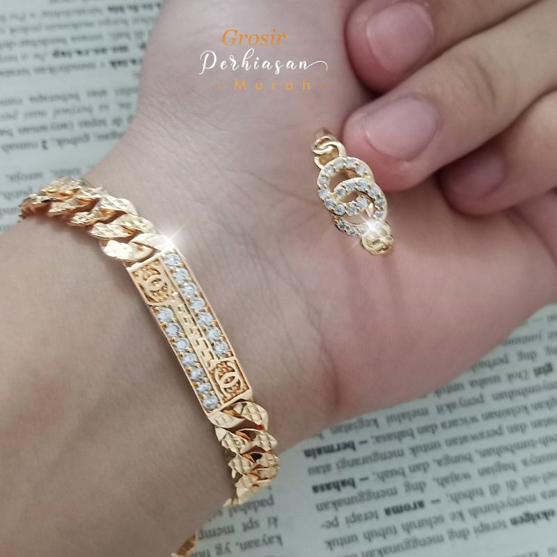 Gelang Rante Pelat Chenel Free Cincin