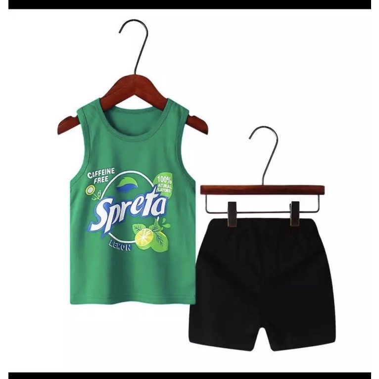 setelan singlet anak karakter sprite all size 6-12 bulan