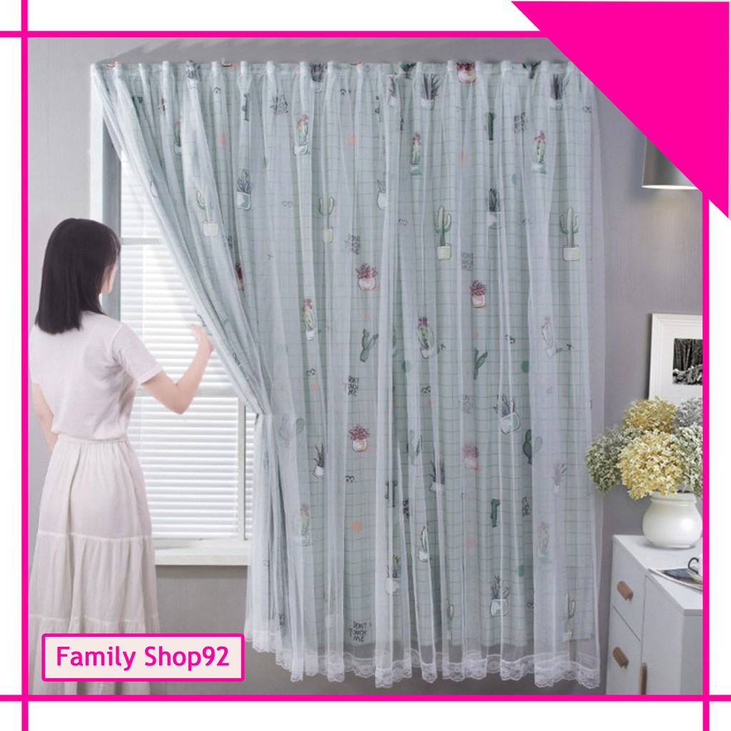 Tirai Gordeng Gorden Magic Velcro Renda Tanpa Bor Tanpa Paku Tirai Jendela Tirai Kamar Tirai Gorden