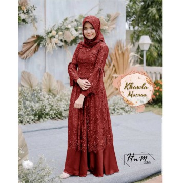 GAMIS MAXI LARKY BAHAN BRUKAT TULANG TIMBUL KOMBINASI TILE