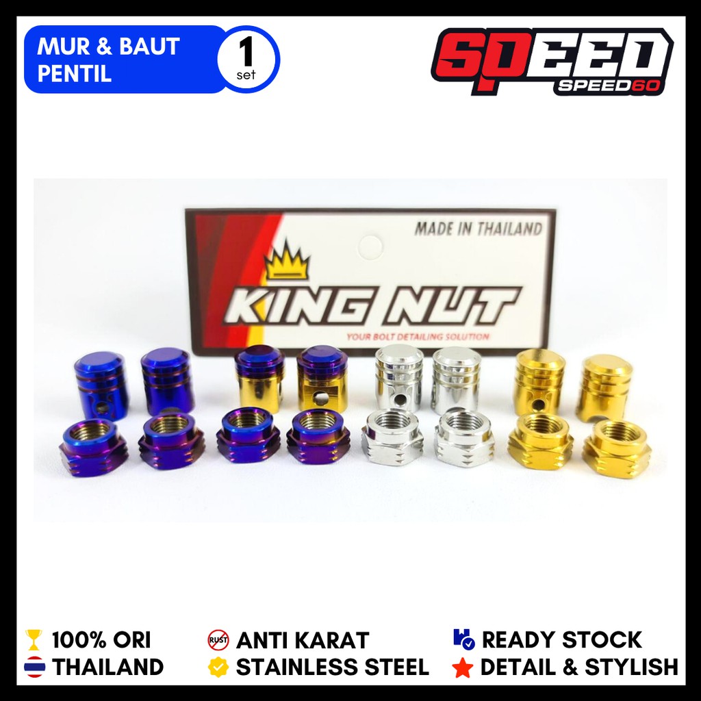 Tutup Pentil Piston dan Mur Pentil Probolt Stainless King Nut Thailand