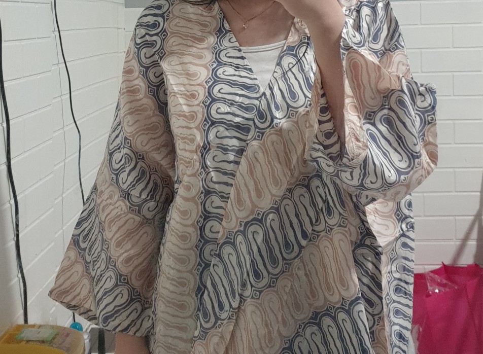 Art.tik Outer Lengan 3/4 Wanita Batik Parang Abu-abu/cream - K-zdah04-y5