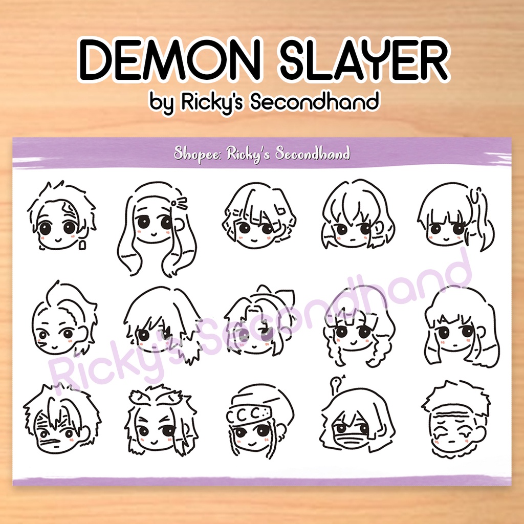 

Demon Slayer Sticker Sheet by Ricky's Secondhand - Stiker Waterproof Anti Air Kimetsu no Yaiba Chibi Stickers Hashira KNY Tanjiro Nezuko Zenitsu Inosuke Kanao Shinobu Sanemi Giyuu Rengoku Uzui Mitsuri Iguro Gyomei Muichiro Genya