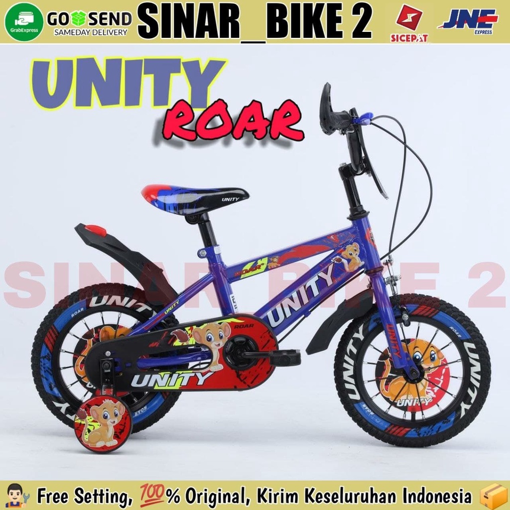 Sepeda Anak Laki BMX UNITY ROAR Ban Warna Ukuran 12 16 &amp; 18 Inch