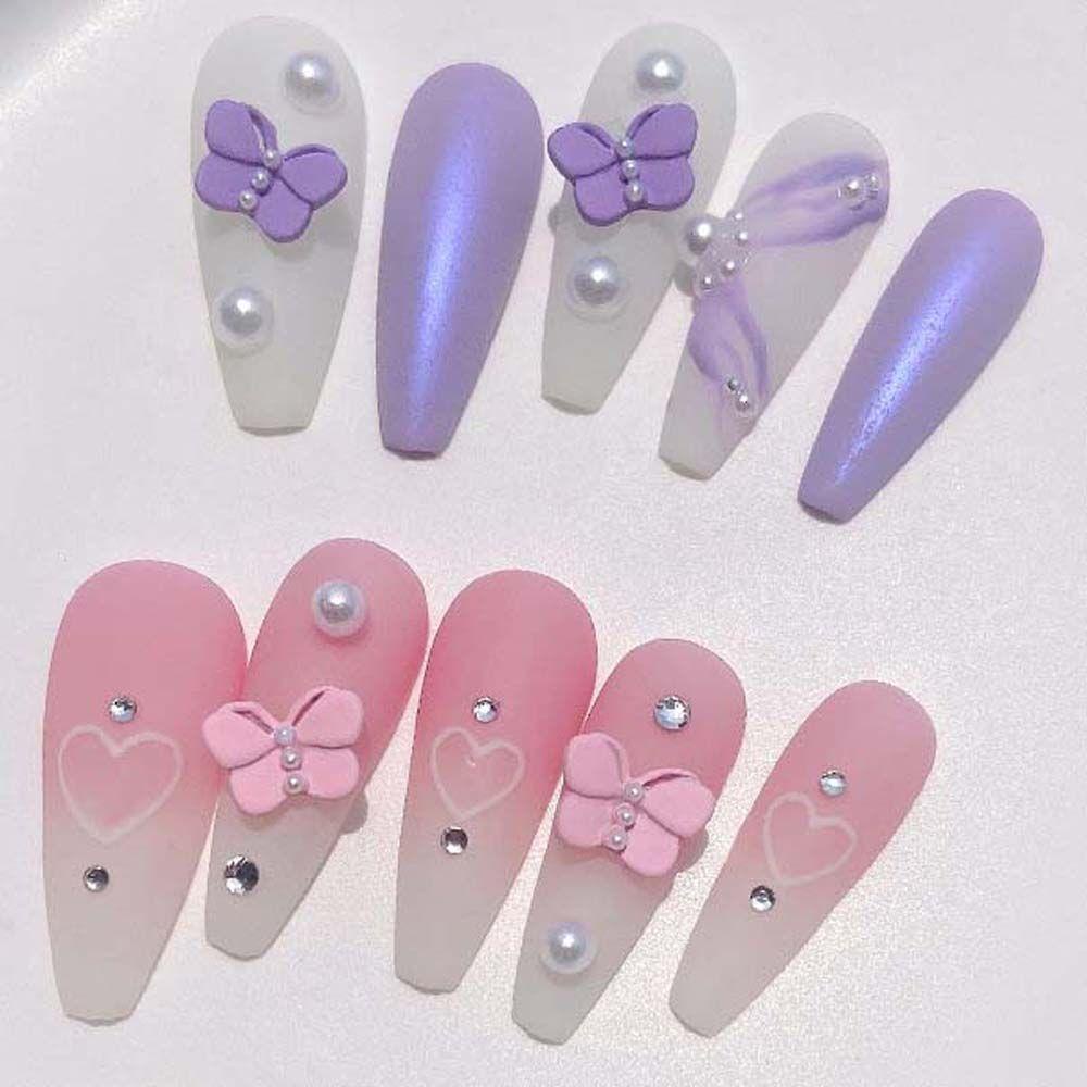 AUGUSTINA Agustina Butterfly Nail Art Dekorasi Fashion Jepang Manis Hiasan Kuku Perhiasan Kuku 3D