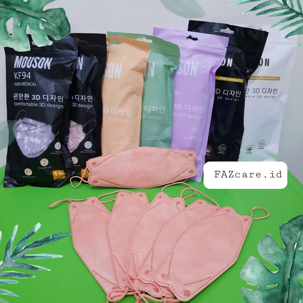 Masker KF94 MOUSON Warna Tali Sewarna ECER 1pcs - Nude Pink