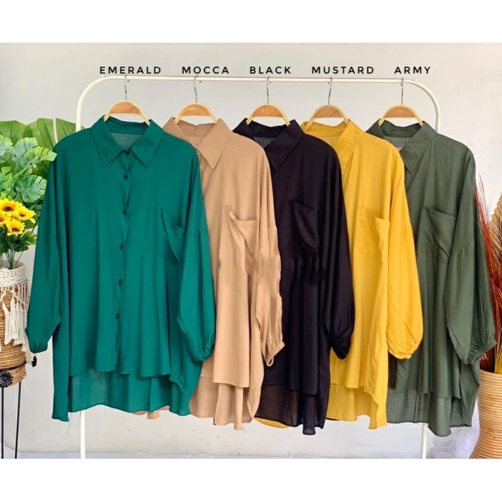 BEFAST - ZFS OOTD Wanita Kemeja JUMY / 815 OVERSIZE RAYON DIAMOND KEMEJA WANITA JUMBO / kemeja Kantor / Kemeja Casual / Kemeja Lengan Panjang / Kemeja Polos Oversize / Kemeja Banyak Warna / Kemeja Formal