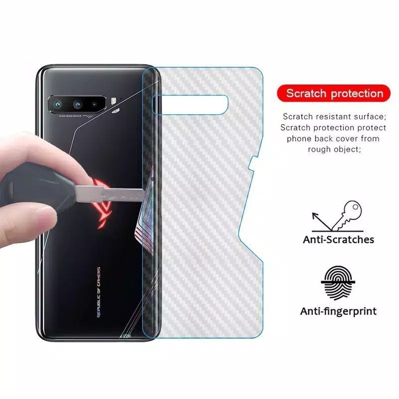 Asus ROG 2 ROG 3 ROG 5 / 5s Anti Gores Skin Karbon Belakang Screen Guard Protector Carbon ROG2 ROG3 ROG5