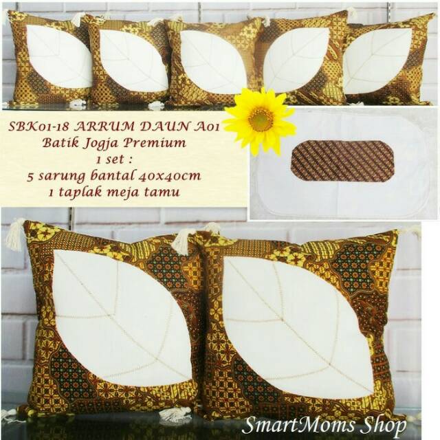Set sarung bantal kursi tamu batik arrum daun premium