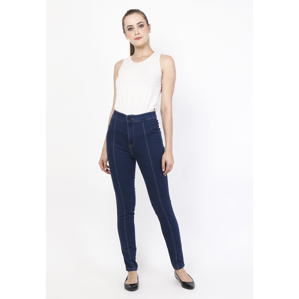 Dazina Highwaist Jeans Tulang - Celana HW Navy