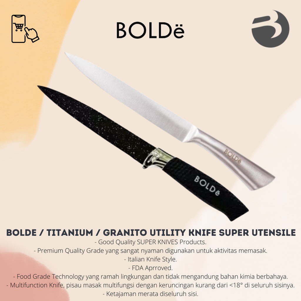 Bolde Pisau / Titanium / GRANITO Utility Knife Super Utensile