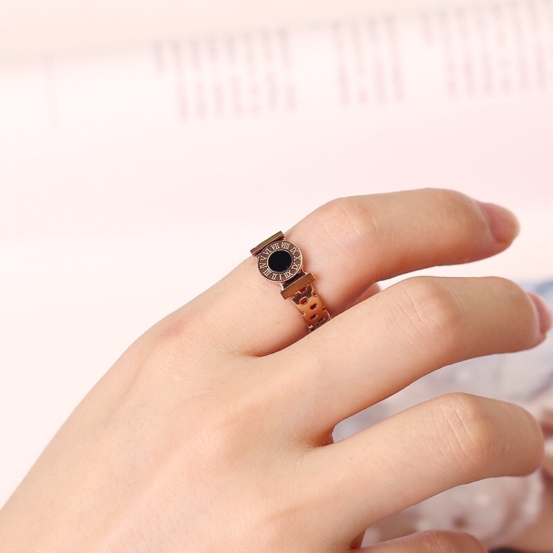 Cincin Titanium Black Square Trending Vintage Korea Fashion Style