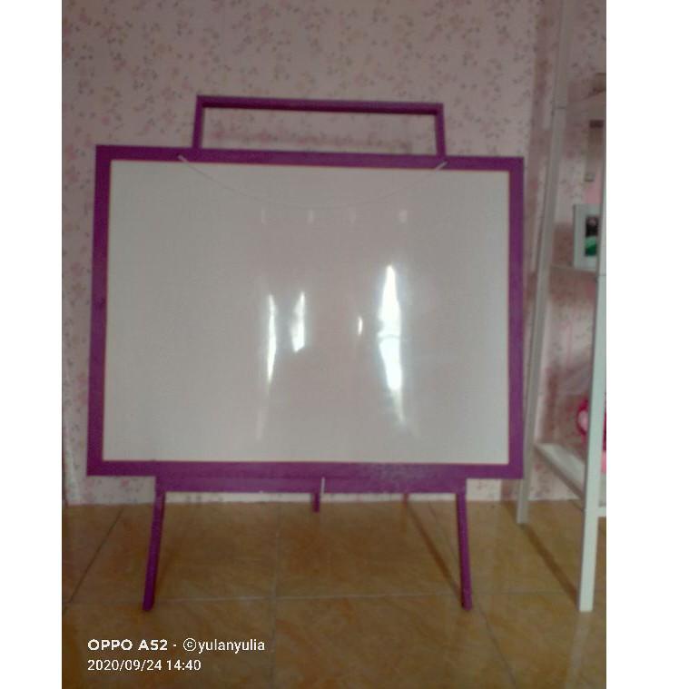 

Terlaris EPA49 Papan Tulis 60x80 / white board ukuran besar+ standing gratis spidol+ penghapus EPA