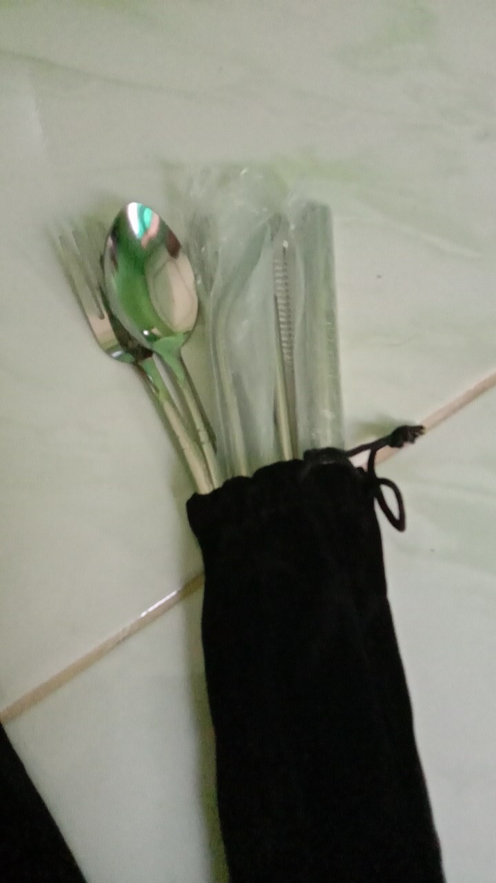 Paket Sedotan Set Dan Sendok Dengan Pouch