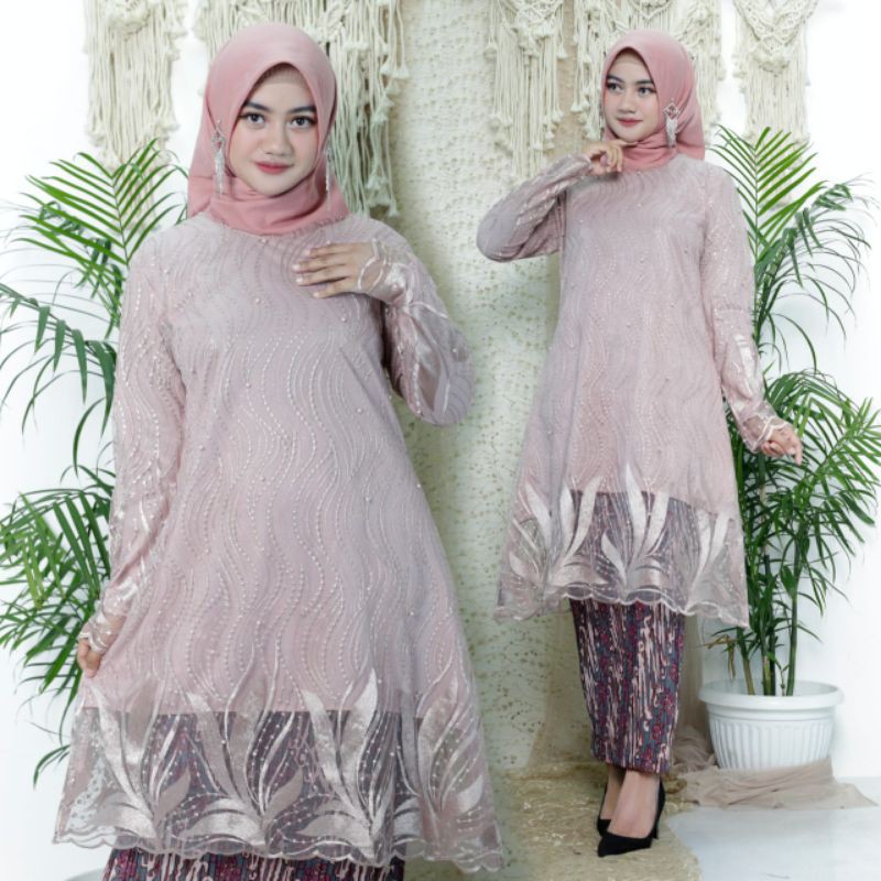 adel√ set kebaya tunik tule/kebaya tunik/kebaya modern/kebaya pesta