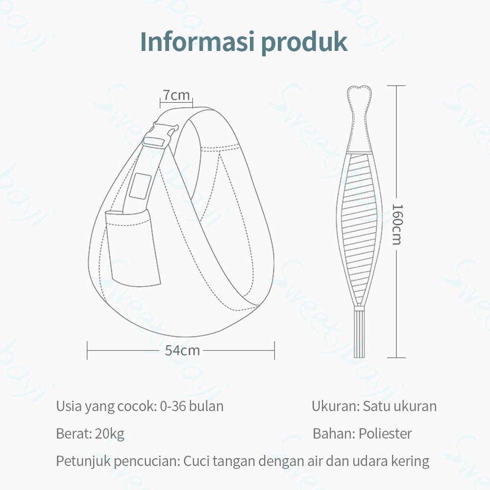 Sweetybayi Gendongan Bayi Samping Multifungsi baby carrier