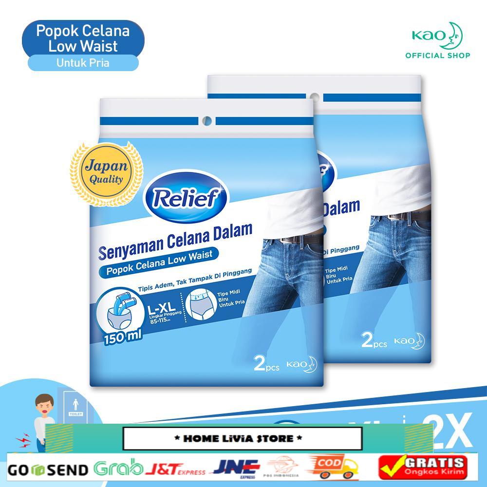Relief  Low Waist  Popok Dewasa Celana  Pria  L-XL 150ml 2S Twinpack