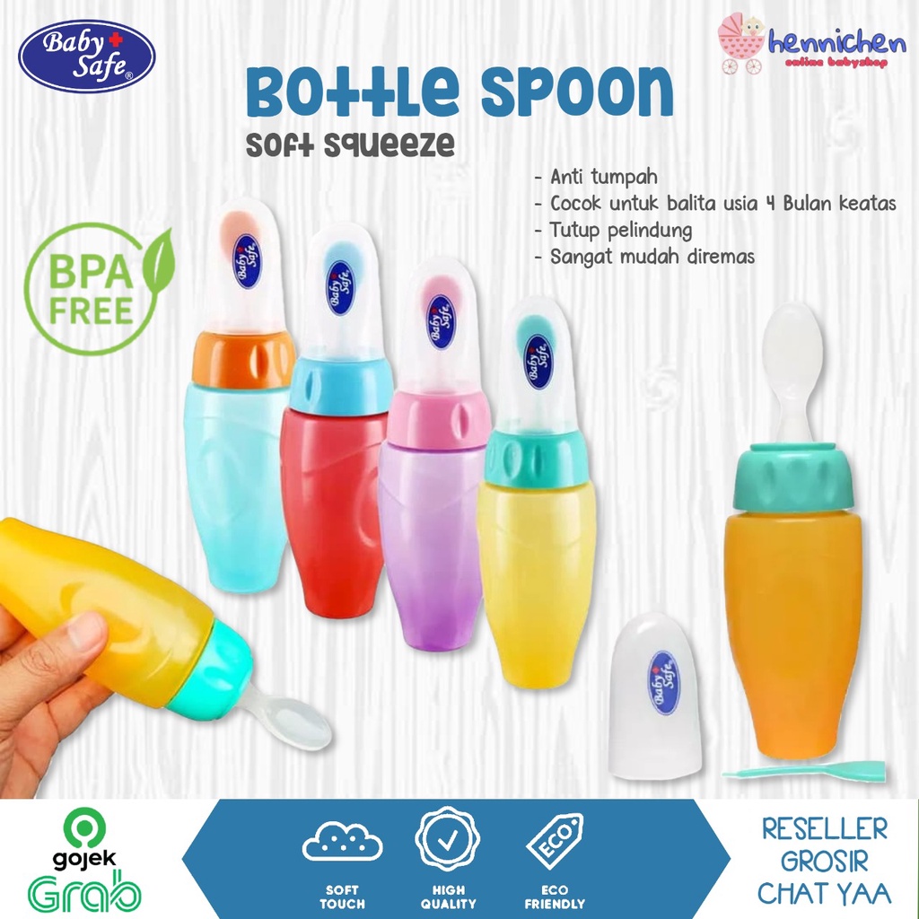 Botol Sendok Makan Bayi Baby Safe JP029 Bottle Spoon Soft Squeeze