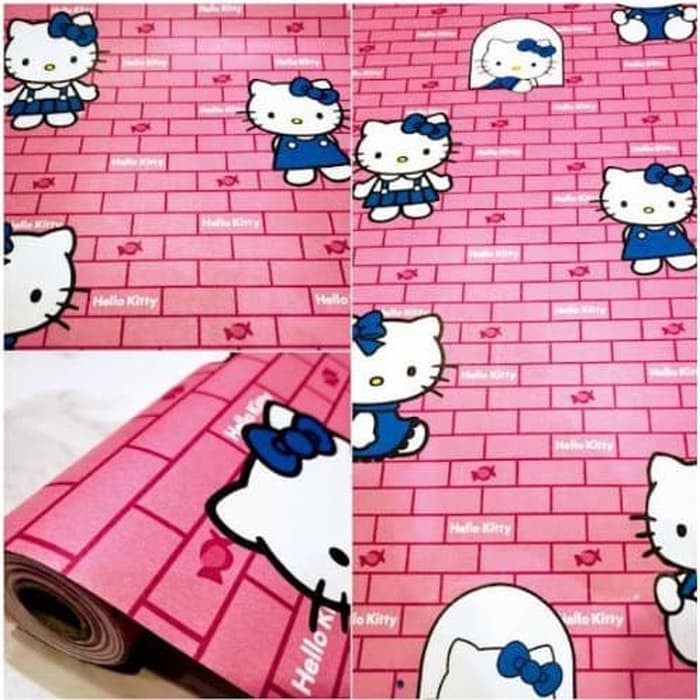 Wallpaper Dinding Motif Hello Kitty Bata Ukuran 10 Meter x 45 CM