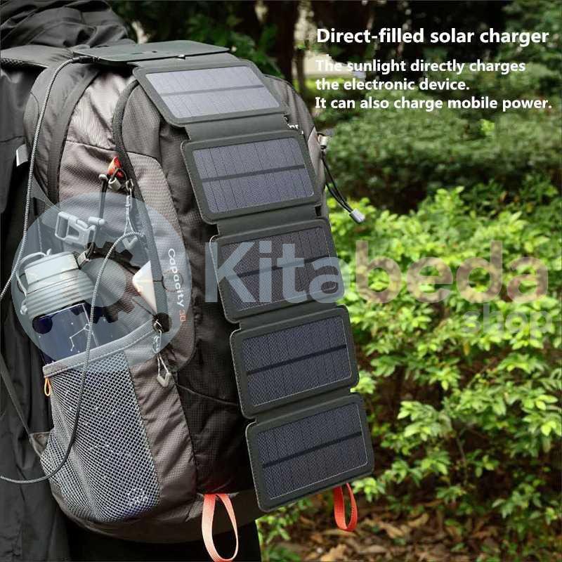 Charger HP Smartphone 5 Panel Solar Cell 10W Foldable KB1594 [Hitam]