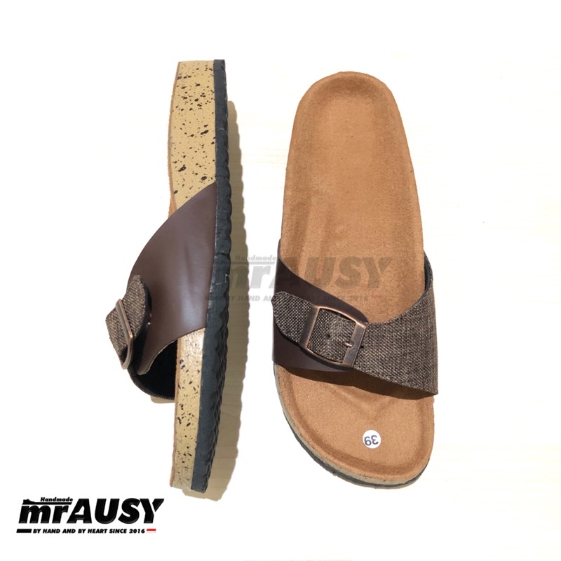 Sandal Sendal Selop Wanita Casual mrAUSY Ringan Strap 1 Gesper 1 Kain