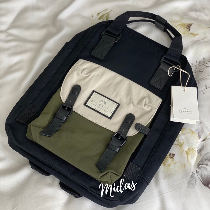 11.11 BIG SALE !! TAS BACKPACK DOUGHNUT MACCARON-BLACK + GREEN CREAM