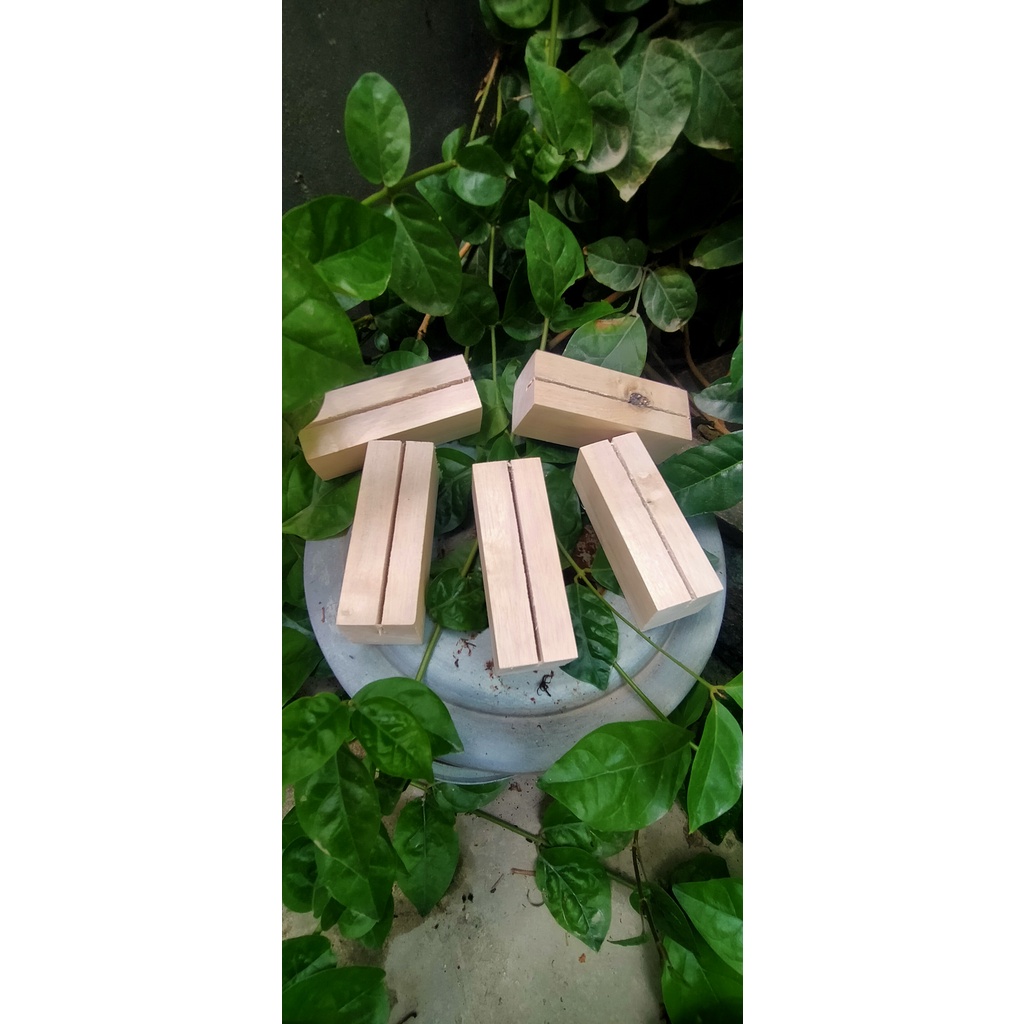 Stand Akrilik Kayu Price Tag Holder / Tatakan Kayu / Wooden Standing Lampu Akrilik / Ukuran 5cm, 8cm