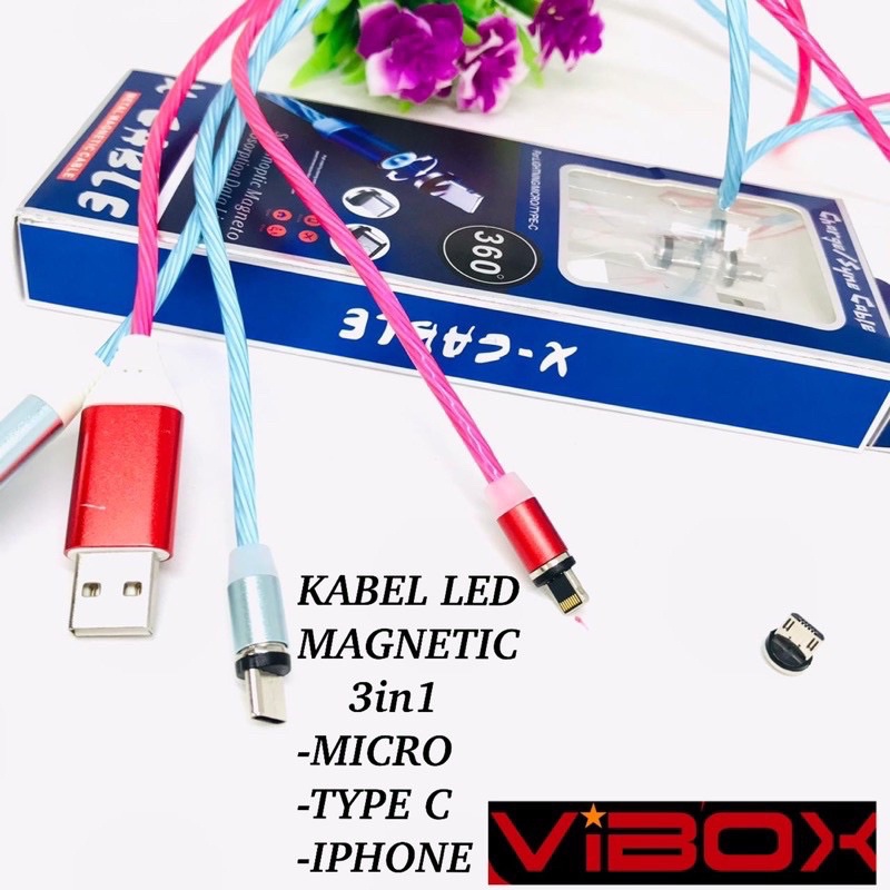 PROMO KABEL VIBOX LED DISKO MAGNET 3IN1 MICRO TYPE C