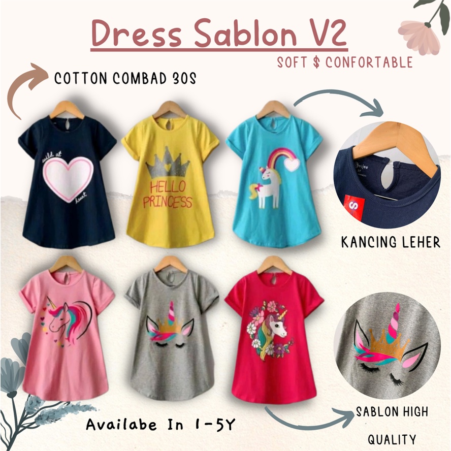 Daster Anak Smilee Sablon Vol 2 Size 1-5Tahun/ Dress anak perempuan Lucu CBKS S24