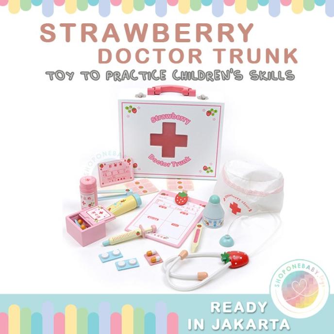 JKT Strawberry Doctor Trunk Pretend Play Kids Mainan Kayu Anak Dokter