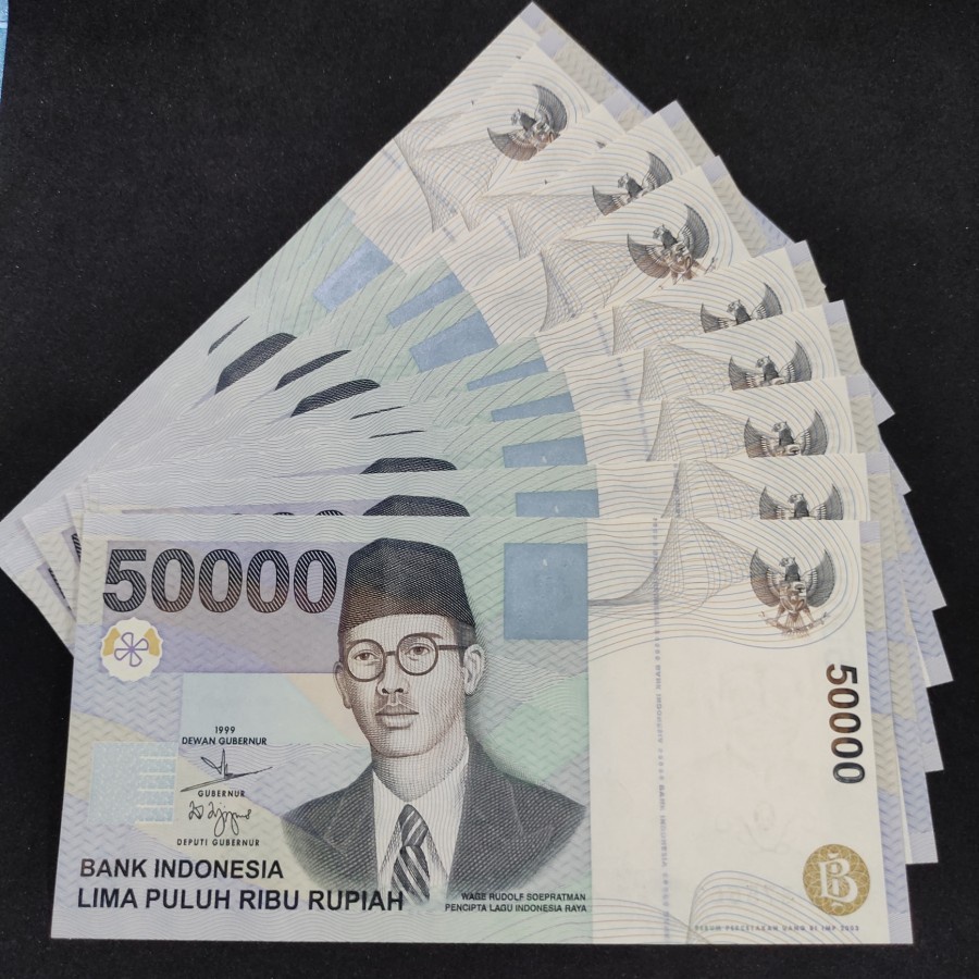 Uang Kuno 50000 Rupiah Supratman 1999 UNC