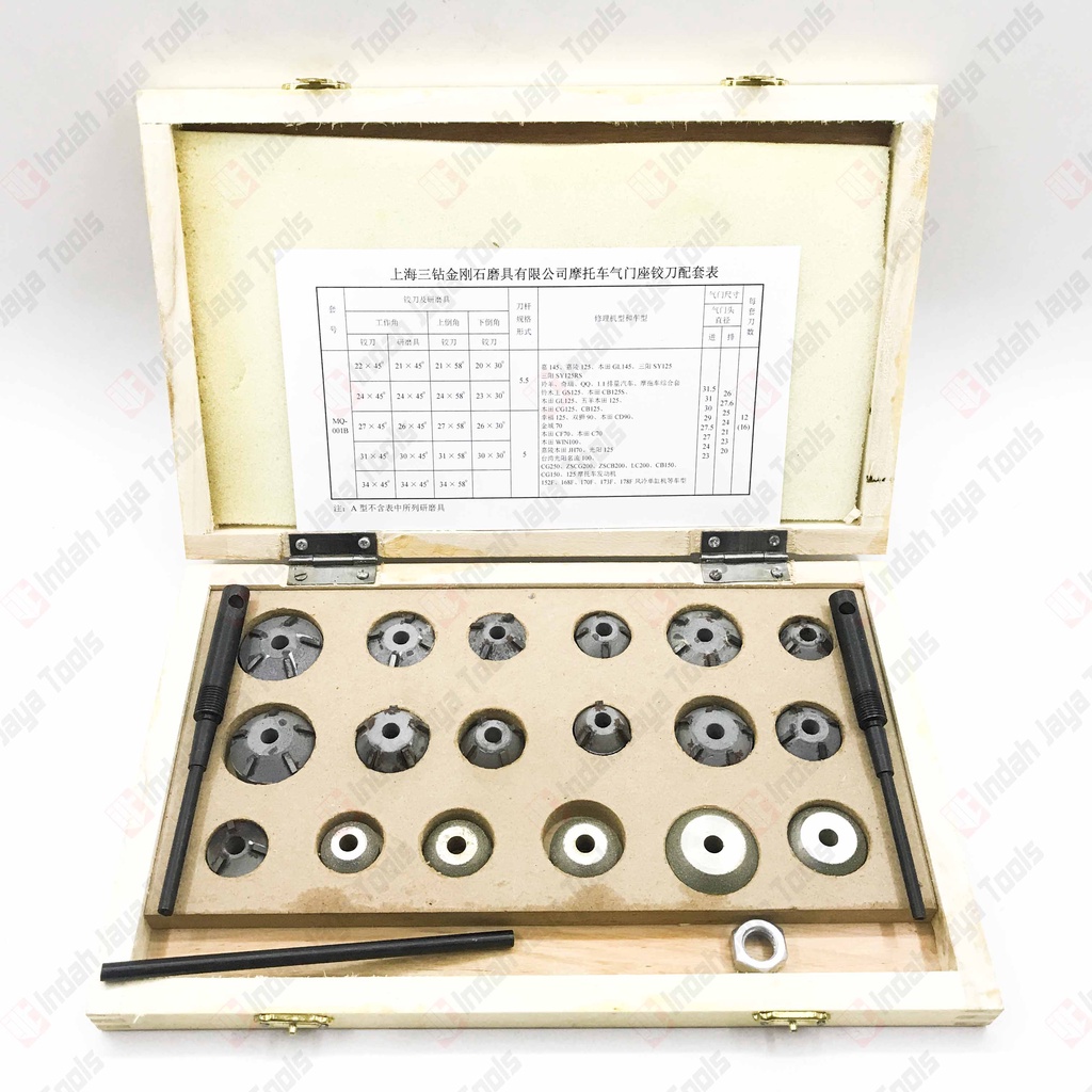 Valve &amp; Seat Cutter 21 PCS Alat Skir Stel Klep Motor Set Balap