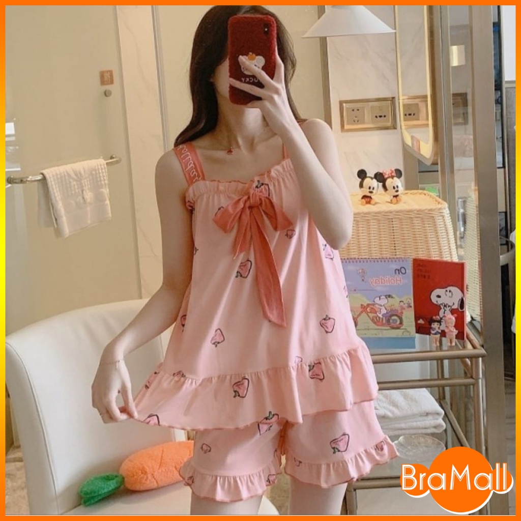 【 Bra Mall 】BM-321  Baju Tidur Piyama Import Gaya Korea Motif Kartun Lucu Baju tidur wanita