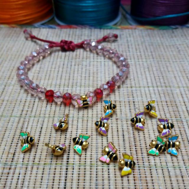 Gelang kristal lebah cat emas hongkong 24k