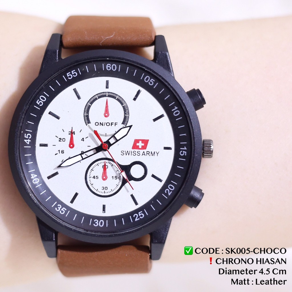 Jam tangan pria kulit premium grosir ecer termurah import free baterai cadangan SK005