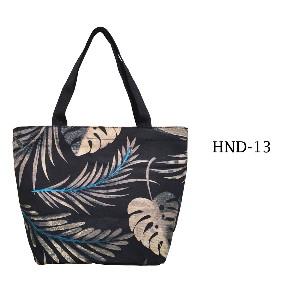 TAS KANVAS HAND BAG TAS TANGAN TOTE BAG BAHAN KAIN KANVAS TEBAL DENGAN RITSLETING MOTIF HND-13