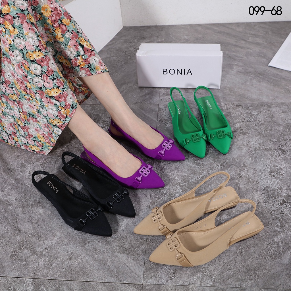 Satin B-Logo Flat Shoes 099-68